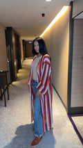 Crochet/zigzag duster cardigan in red