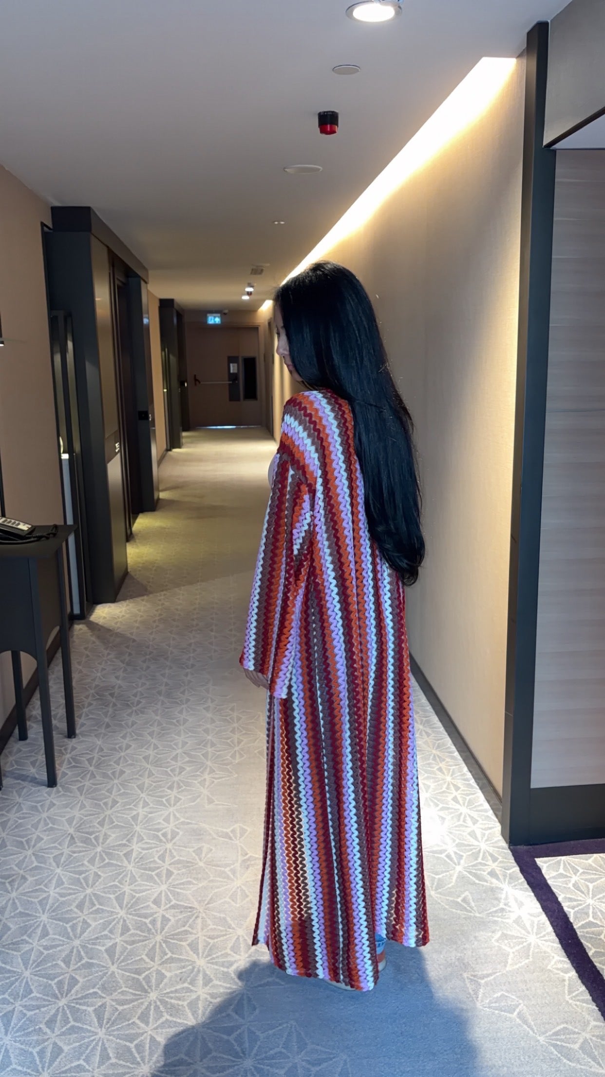 Crochet/zigzag duster cardigan in red